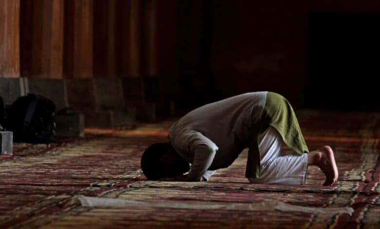 A Musalim Man offers Prayers inside Historic Jamia Masjid in Srinagar during Ramdhan