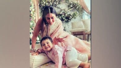 A cute pic of Kareena with son Jeh from Ranbir, Alia's wedding