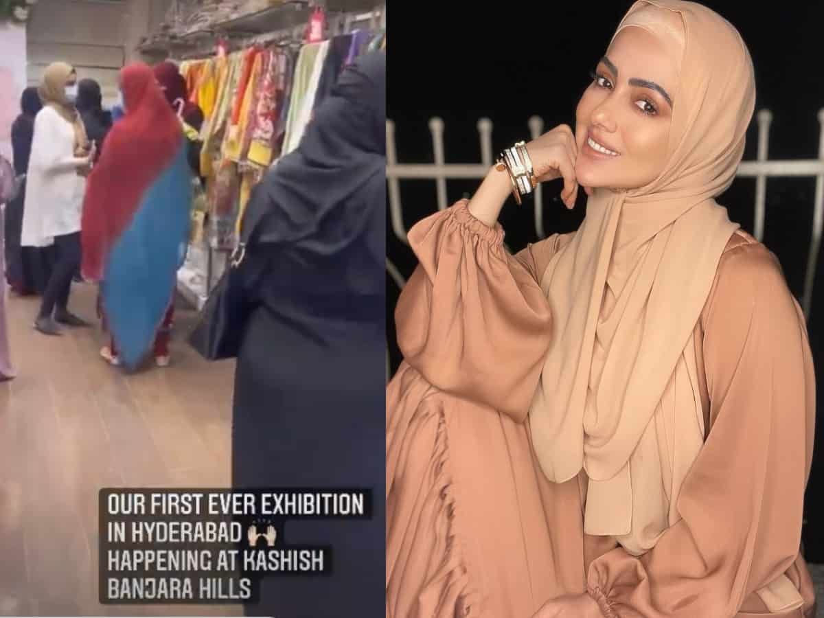Sana Khan hosts clothing exhibition in Banjara Hills, Hyderabad