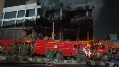 Fire in a bulding in Delhi's Mundka area