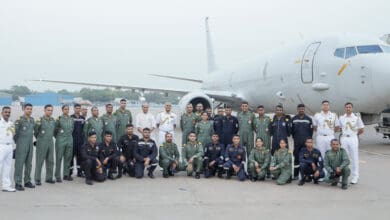 Rajnath Singh onboard P8I aircraft of Indian Navy