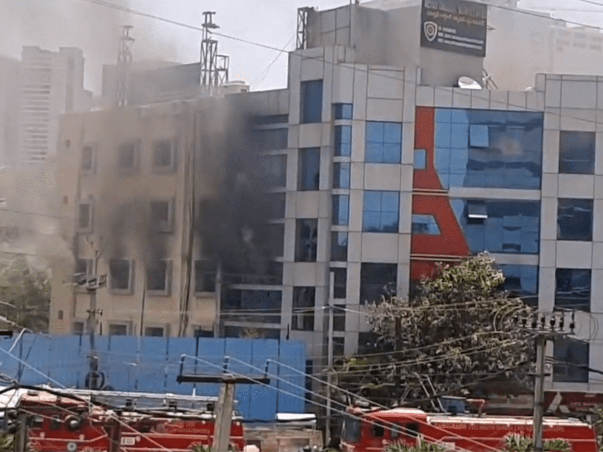 Fire at Khajaguda on 28 May, 2022. (