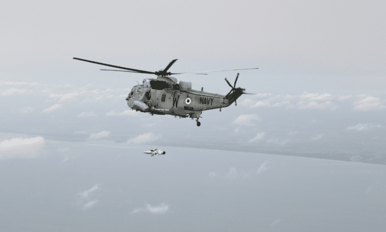 Maiden flight-test of indigenously-developed Naval Anti-Ship Missile launched from a Naval Helicopter.