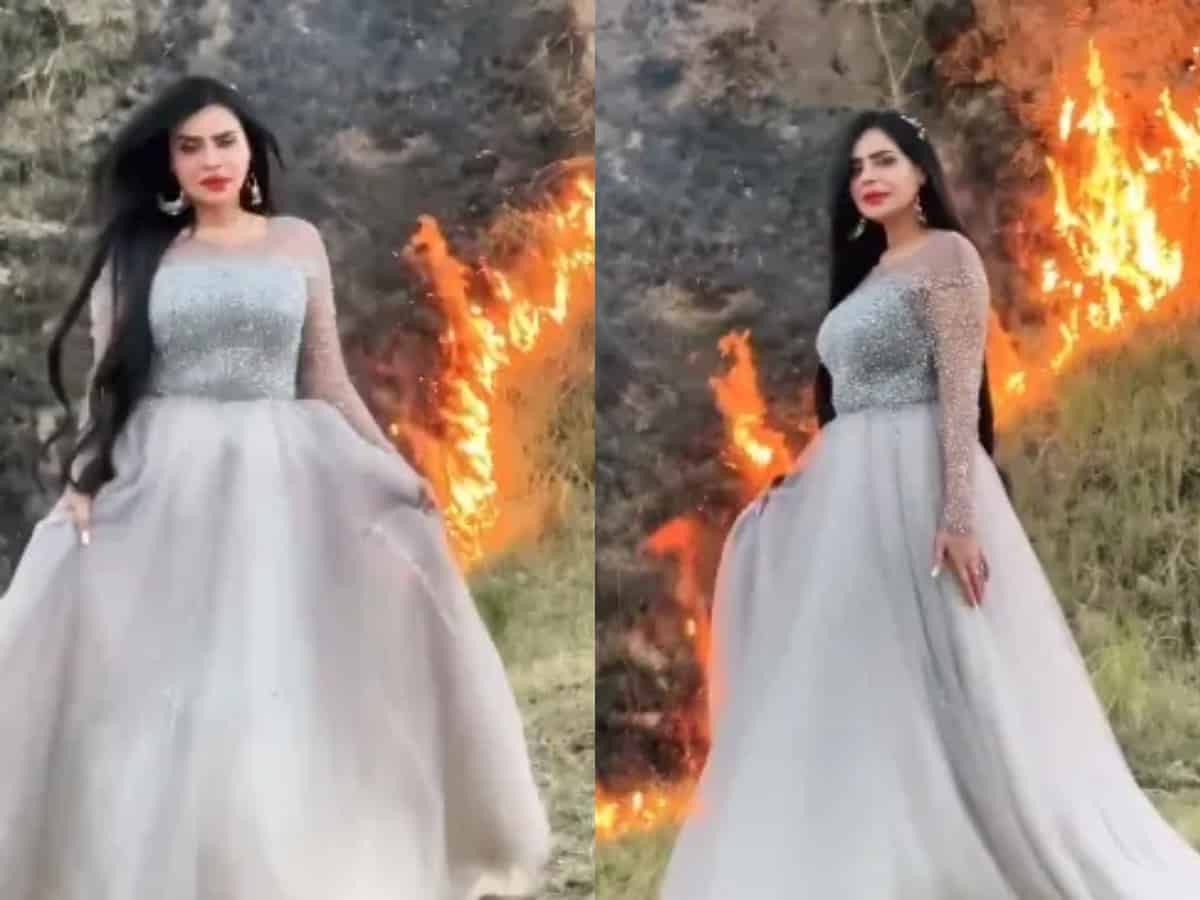 Pak's Tik Toker Humaira Asghar slammed for posing by forest fire