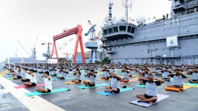 Yoga Day celebrations on INS Vikramaditya