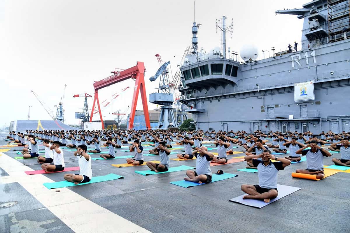 Yoga Day celebrations on INS Vikramaditya