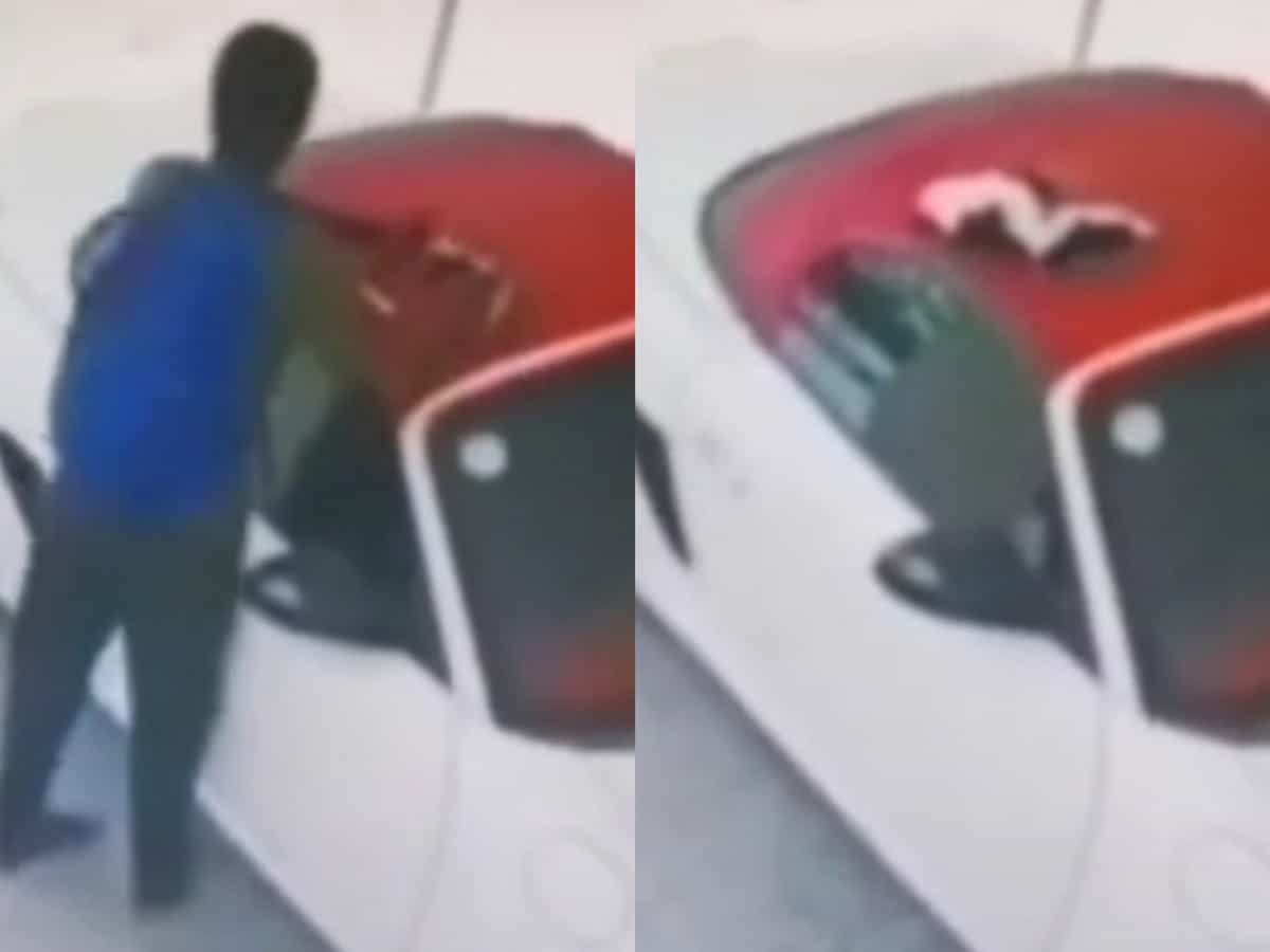 Bahrain: Thief makes hole in roof of car to steal valuables, video goes viral