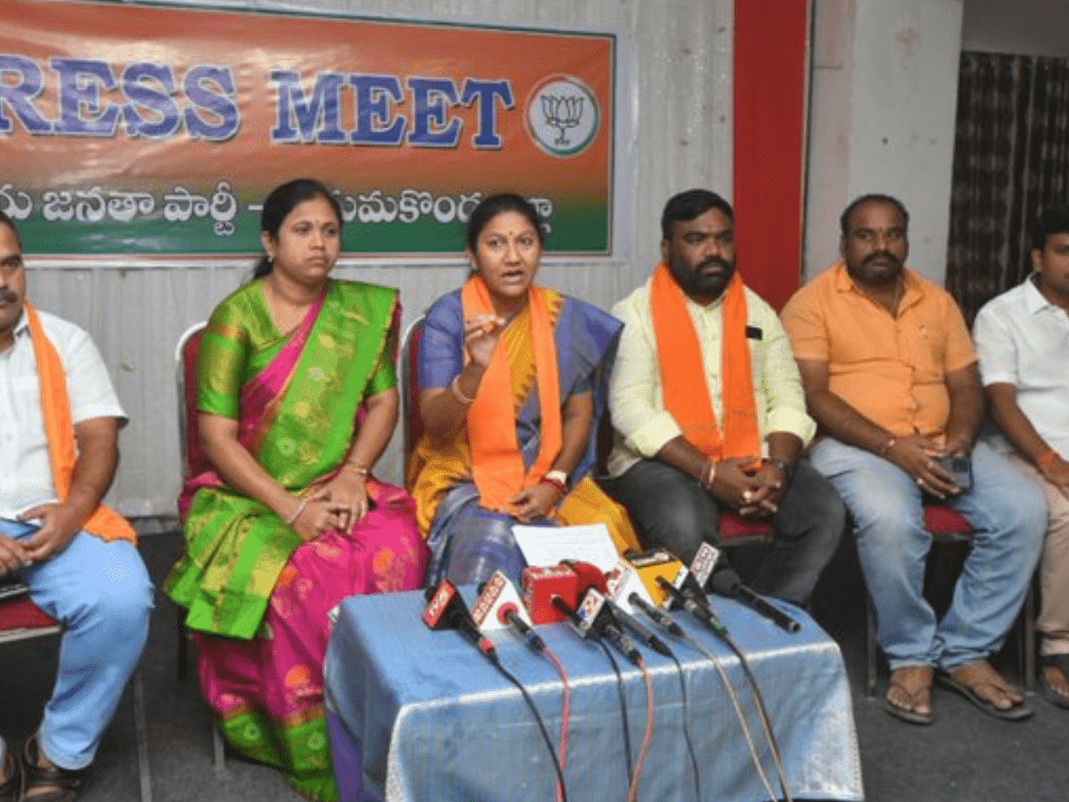 press conference held at the Veda Function Hall on Hunter Road, Hanumakonda.