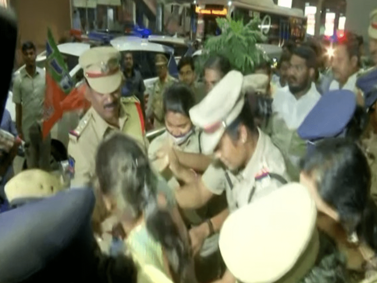 BJP workers protest against gangrape of minor in Hyderabad