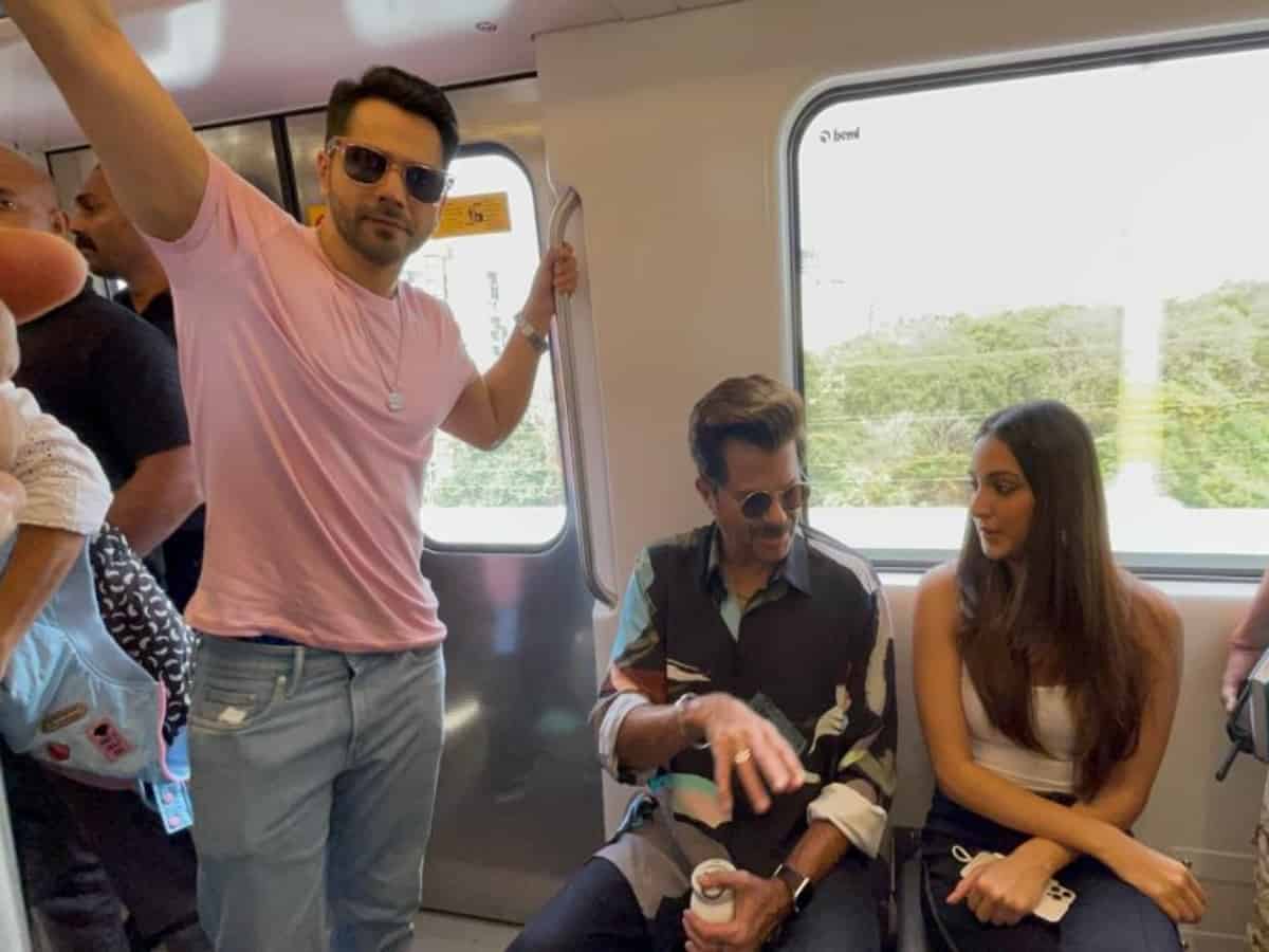 Varun, Kiara, Anil take metro to beat Mumbai traffic [Video]