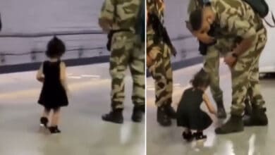 Viral video of little girl touching Army man's feet moves netizens