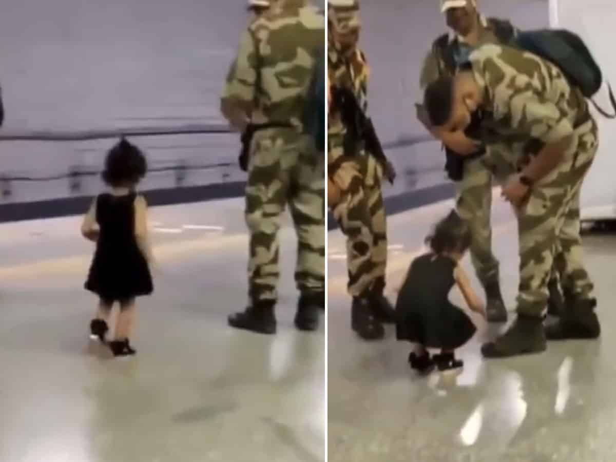 Viral video of little girl touching Army man's feet moves netizens