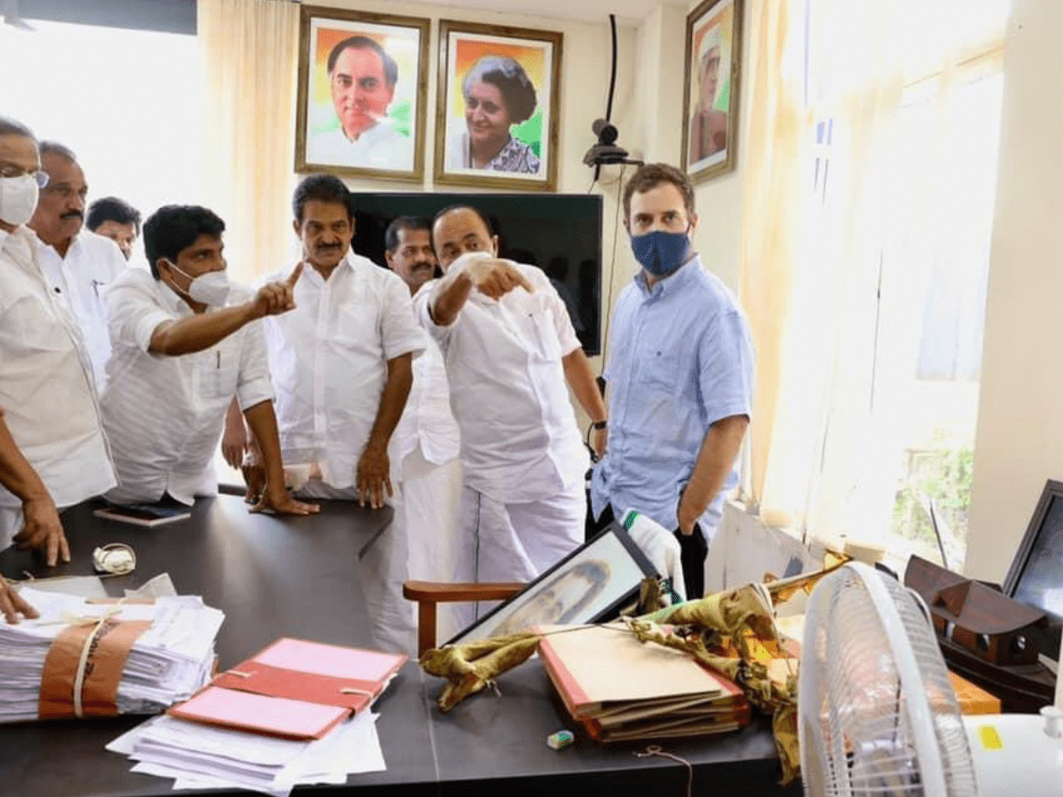 Congress leader Rahul Gandhi on Friday visited his MP office here, recently vandalised by the activists of SFI, the students' wing of the ruling CPI (M), over the buffer zone issue and termed the act as 