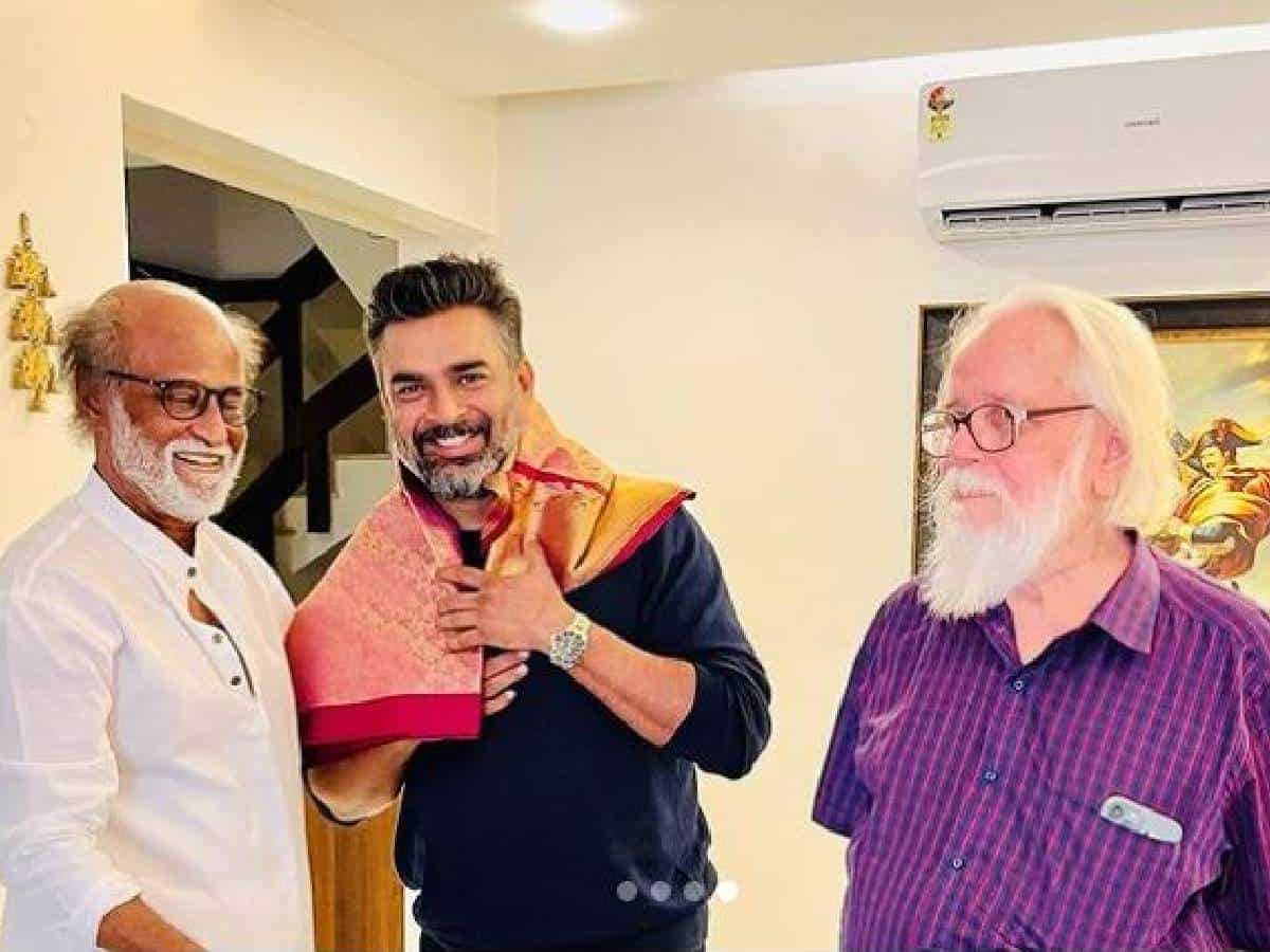 R. Madhavan, scientist Nambi Narayanan meet Rajinikanth