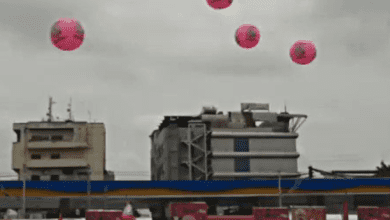Hyderabad: Pink 'Jai KCR' balloons fill up sky outside PM Modi's public meet venue