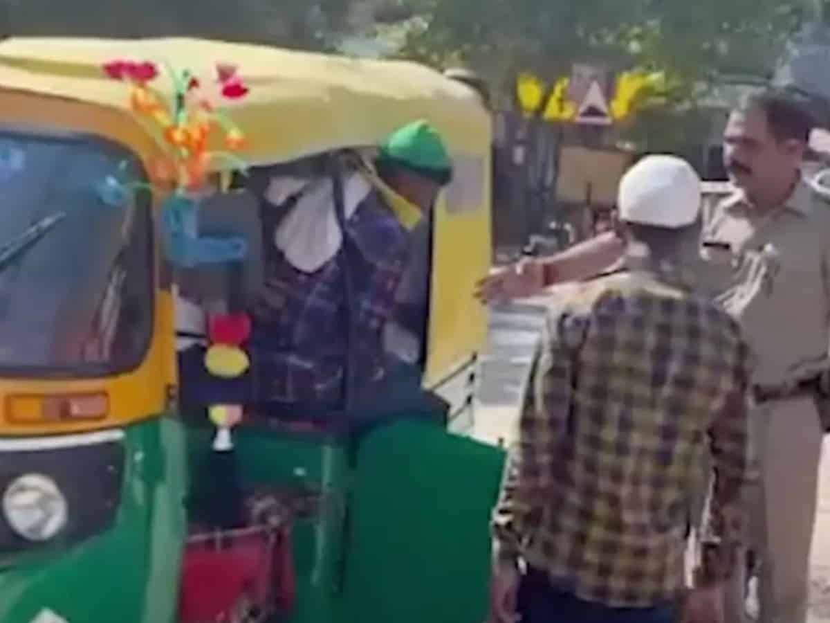 Viral video: UP police officials seize autorickshaw carrying 27 passengers inside