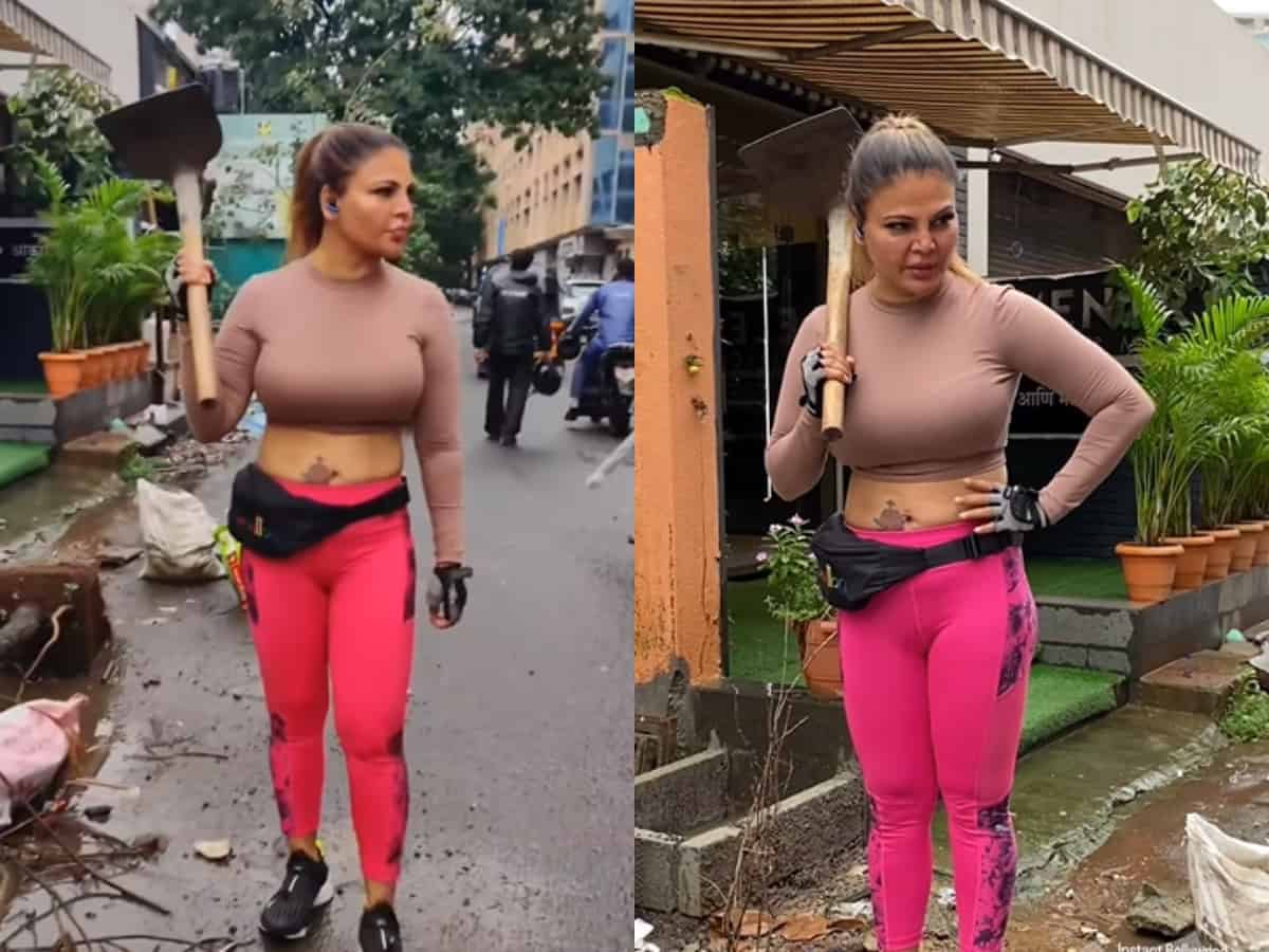 Rakhi Sawant cleans Mumbai streets - Viral Video