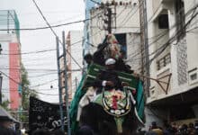 Image of the Bibi Ka Alam procession in Hyderabad with the elephant.