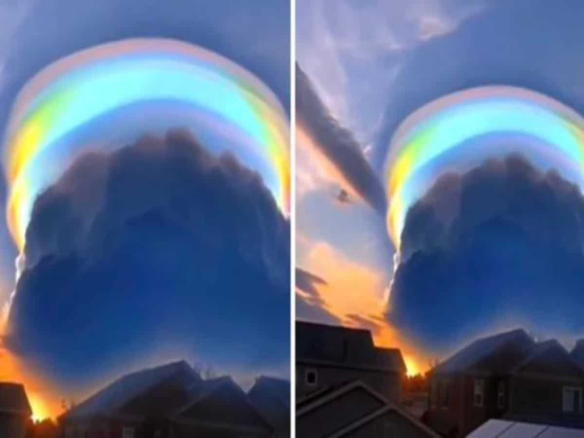 China: Rainbow cloud in Haikou city stuns residents