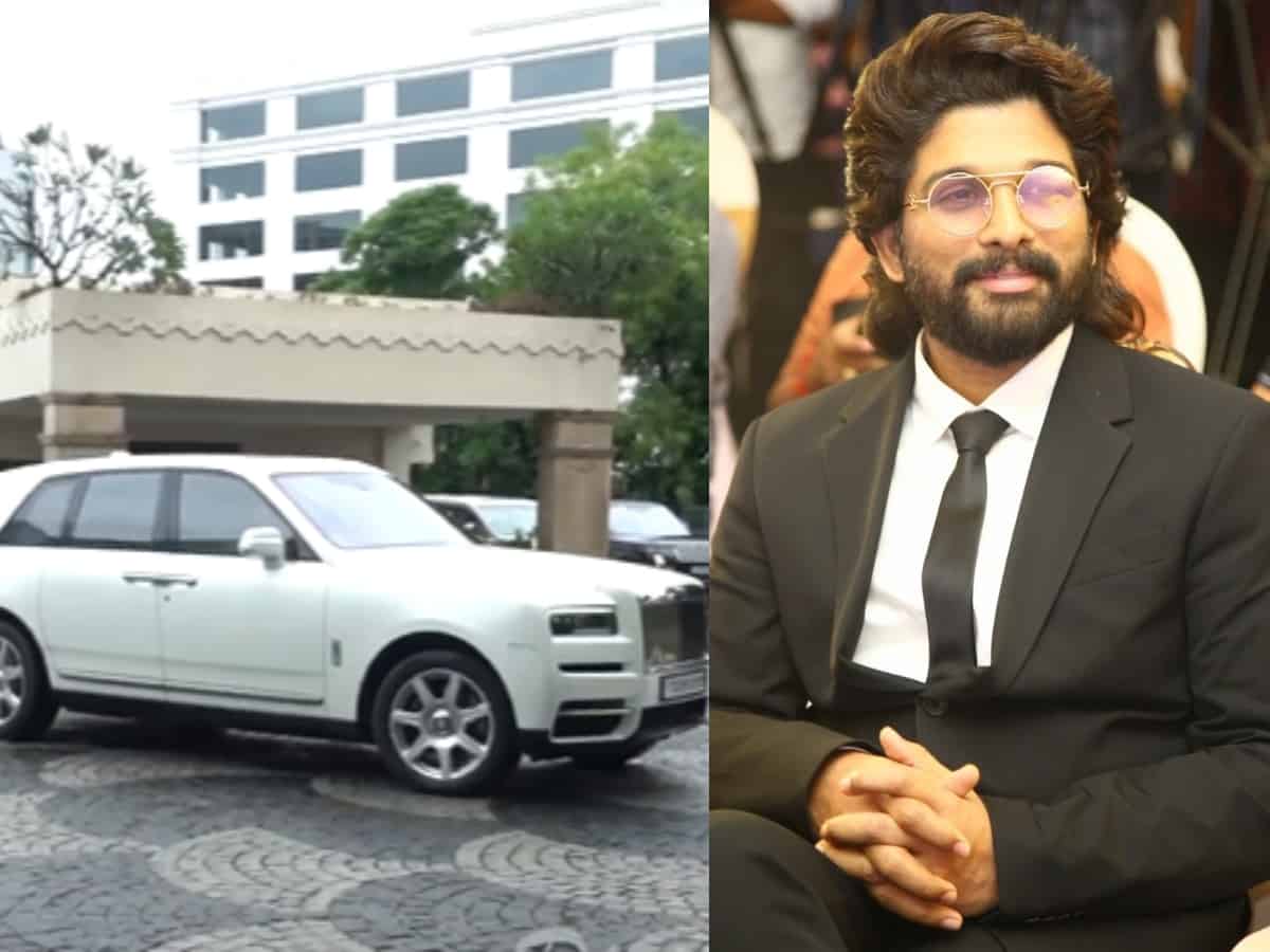 Allu Arjun arrives in Rolls Royce Cullinan at Taj Krishna, Hyderabad