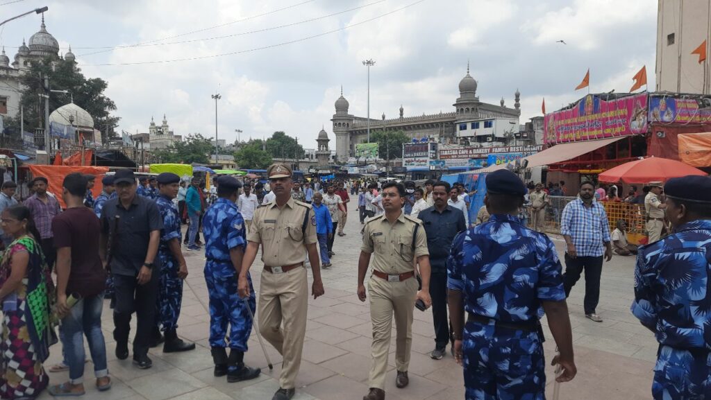security force near Makkah Masjid
