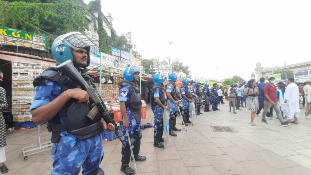 security force near Makkah Masjid