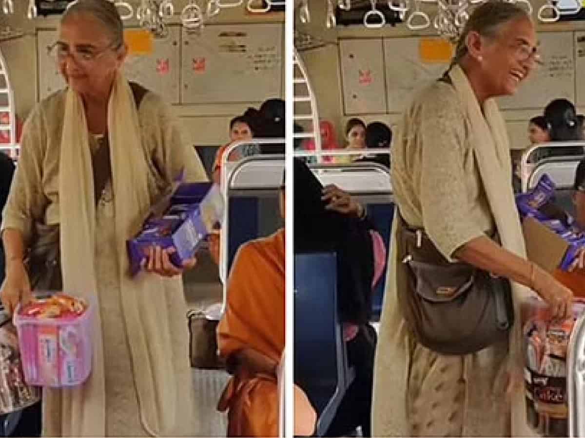 Video of elderly woman selling chocolates on a train goes viral