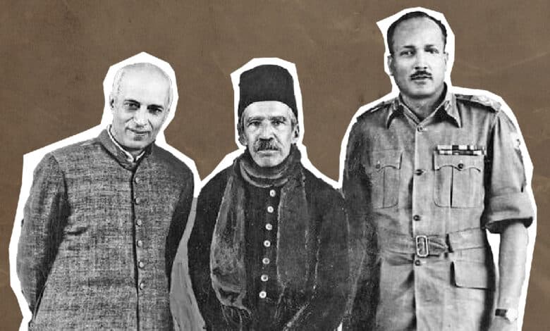 Image of Nizam Osman Ali Khan with Jawaharlal Nehru.
