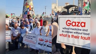 Dozens of Palestinians protest against Israel's 15-yr blockade