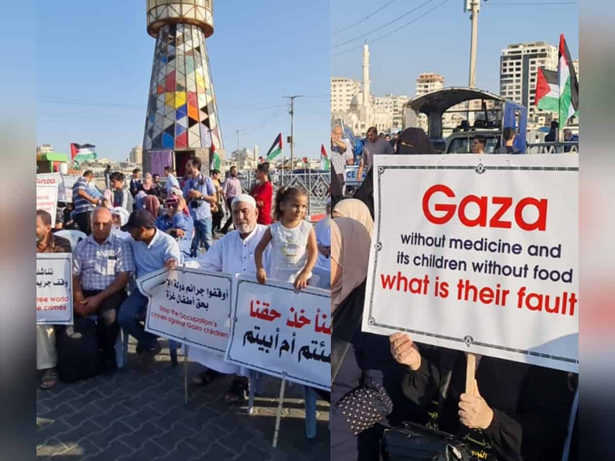 Dozens of Palestinians protest against Israel's 15-yr blockade