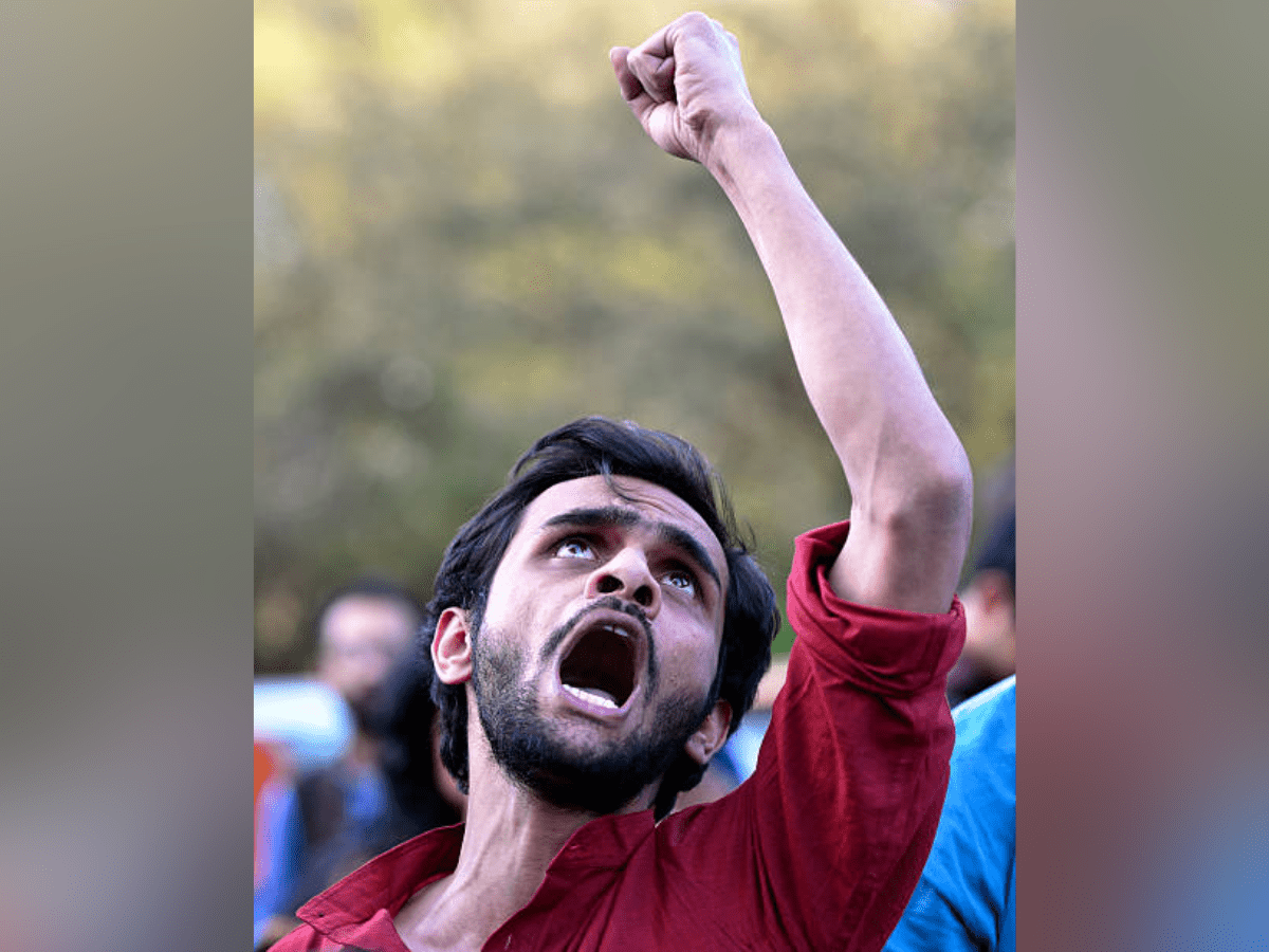 Umar Khalid takes part in protest