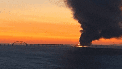 Video: Crucial bridge linking Crimea to Russia hit by huge explosion