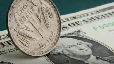 Rupee falls 5 paise to settle at 85.74 against US dollar