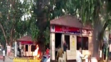 Man sets his bike on fire, breaks window panes of a police post in Delhi's Khan market