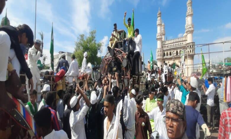 milad un nabi procession in hyderabad
