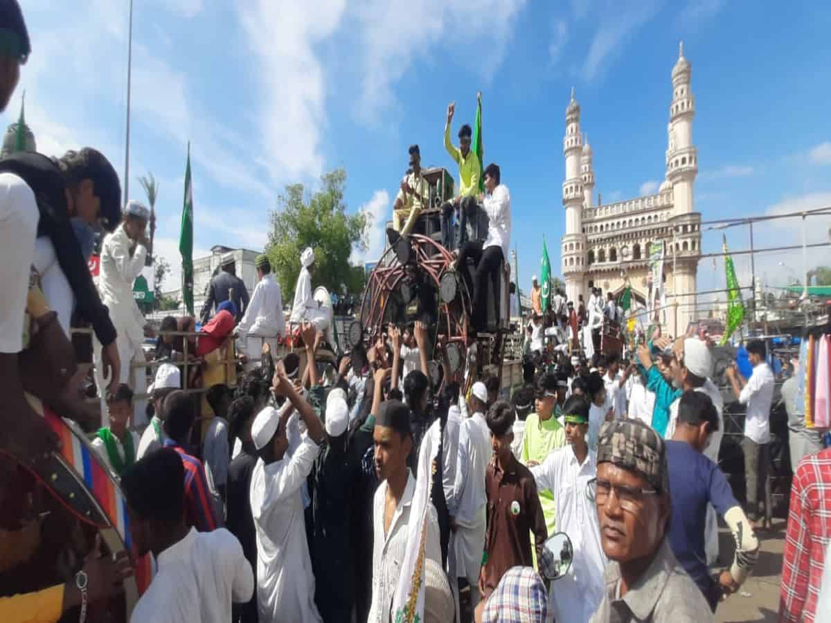 milad un nabi procession in hyderabad