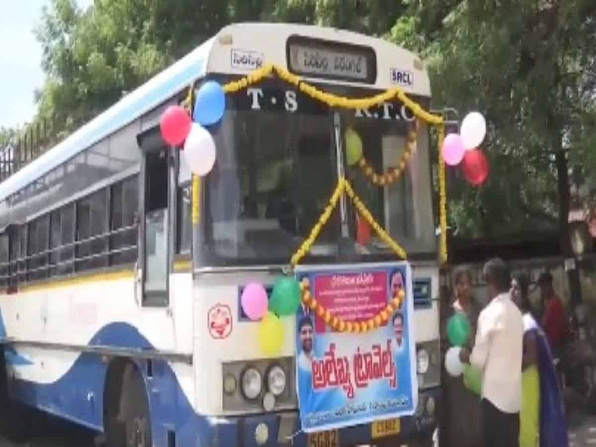 'Dalit Bandhu' beneficiaries purchase an RTC bus in Karimnagar