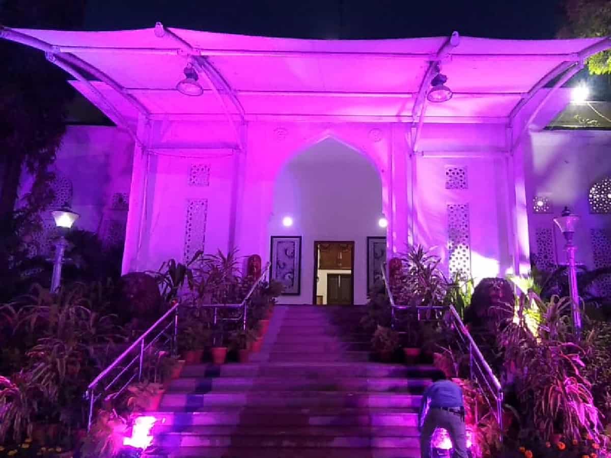 Hyderabad: Raj Bhavan turns pink for awareness on breast cancer