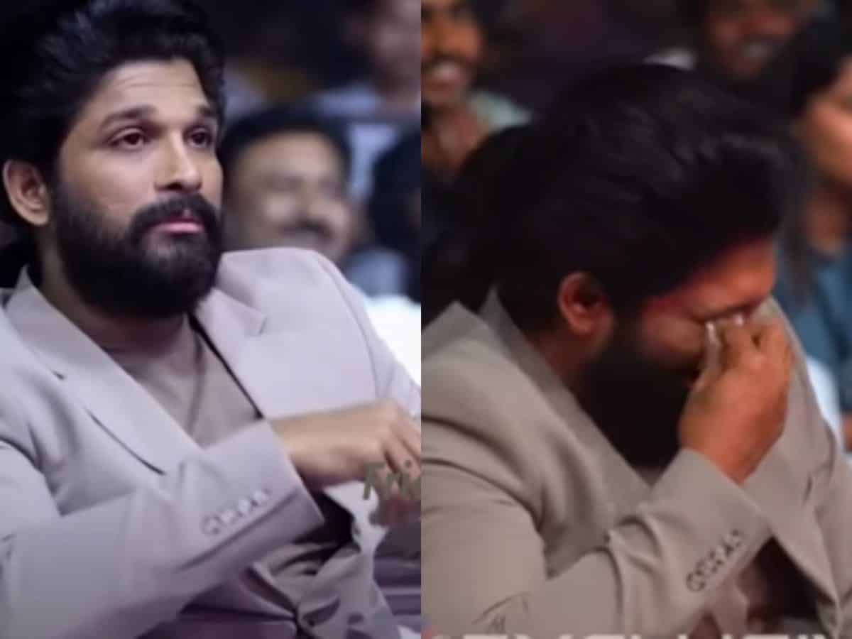 Allu Arjun breaks down during an event in Hyderabad