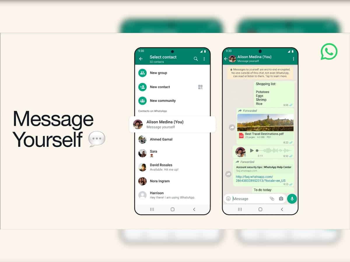 WhatsApp to launch 'Message Yourself' feature in India