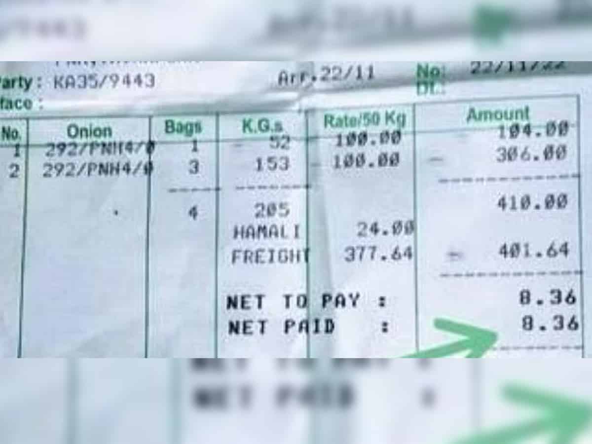 Karnataka farmer gets Rs 8.36 for selling 205 kg onions, receipt goes viral