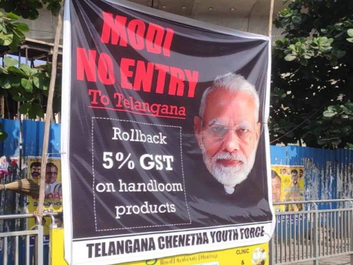 'Modi No Entry' flex in Hyderabad