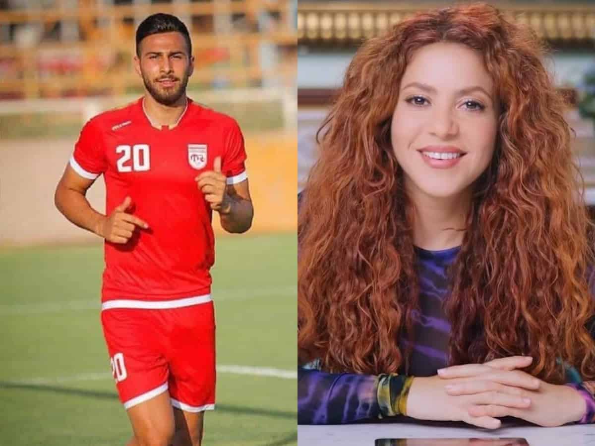 Shakira (Right) and Iran’s footballer Amir Nasr (Left)