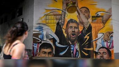 Watch: Argentina artist creates mural of Messi lifts the World Cup trophy in bisht