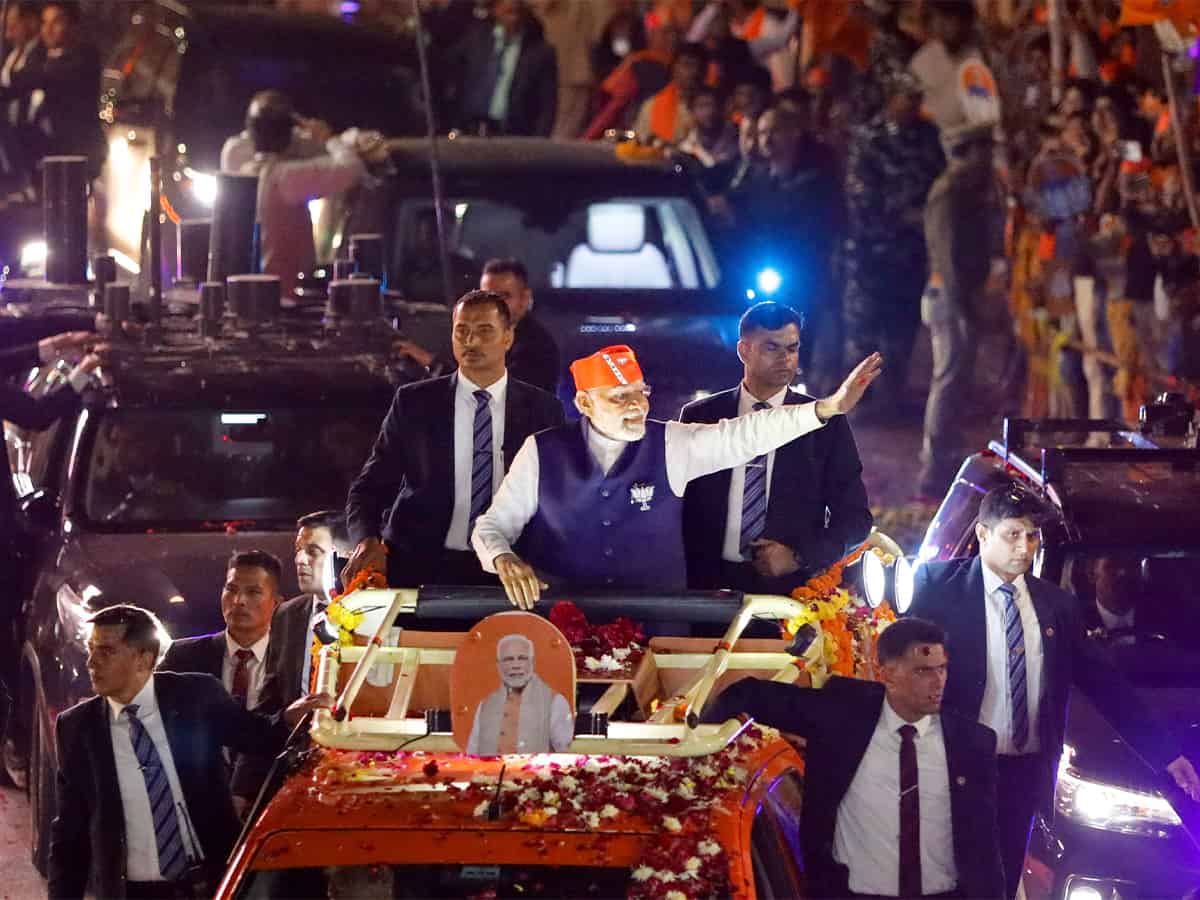 Narendra Modi during an election campaign