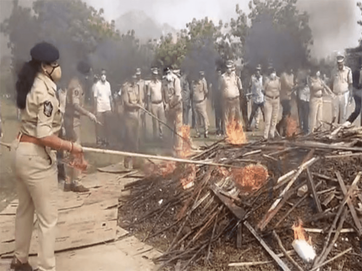 Police seize and burn huge quantities of cannabis in Andhra Pradesh