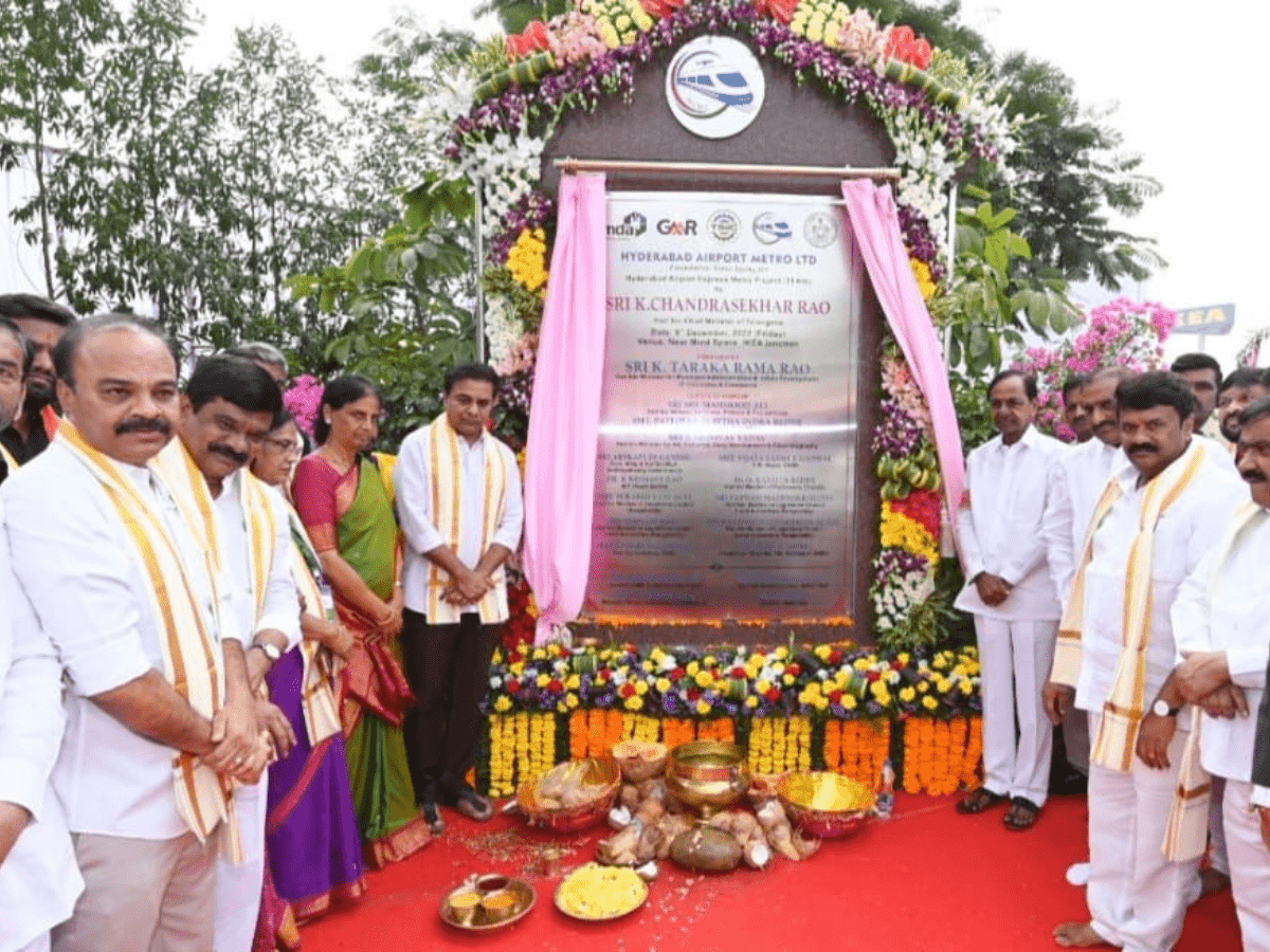 KCR lays foundation stone for Hyderabad Airport Express Metro