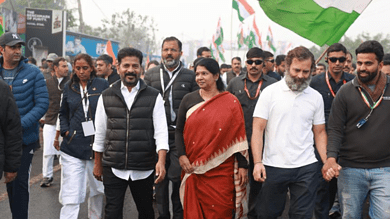 Telangana: Amid calls to oust Revanth; he joins Rahul Gandhi's Bhar Jodo Yatra in Haryana