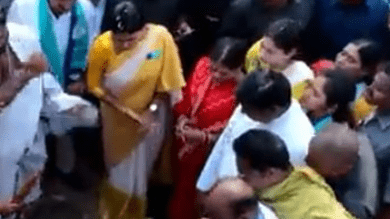 Telangana: YS Sharmila performs bhoomi pujan at party office site in Khammam