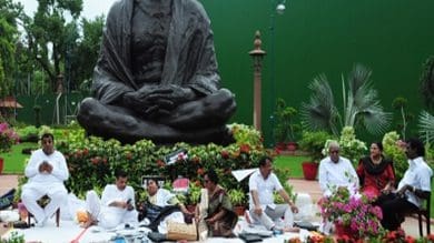 Opposition to protest at Gandhi statue demanding debate on China